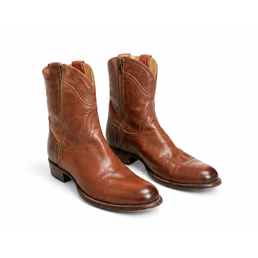 Tecovas The Dean Brown Leather Zip Western Boots Men's 10.5D Round Toe